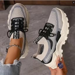 Ladies Breathable Mesh Patchwork Chunky Dad Sneakers Lace Up Height Increasing Platform Walking Shoes Non Slip Soft Thick Sole Casual Sport Trainers Multicolor Plus Size 35-44 For Daily Shopping Gym Outdoor Street All Season Footwear