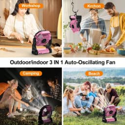 MystyMyth Cold Air Battery Powered Fan With LED Lantern, Dual Motor Camping Fan, 4-Speed Adjustable Desktop Fan With Hook, Portable Outdoor Fan, Suitable For Tents, Power Outages, And Construction Sites SE25090491331941607