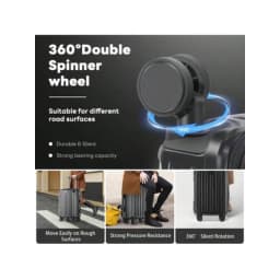 20 Inch Carry On Luggage With Cup Holder and USB Port, Airline Approved TSA Lock Hardside Suitcase, Lightweight PC Spinner Wheel Travel Suitcase for Women Men Business Vacation, 360 Degree Rolling Trolley Case with Front Pocket