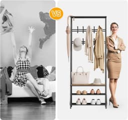 Coat Rack, Hall Tree with Bench and Shoe Storage,Entryway Bench with Coat Rack, 5 Hooks and 3 Tier Shoe Storage, Metal Frame for Entryway, Hallway, Front Door