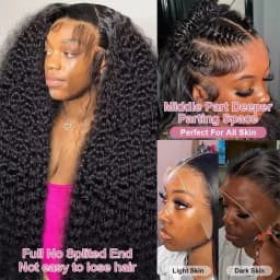 100% Human Hair Malaysian Remy Hair 40 42 Inch Deep Wave Kinky Curly Wigs Pre Plucked HD Transparent Lace 200 Density