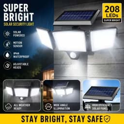 1/2 Pack Solar Outdoor Motion Sensor Lights, 3 Heads 270° Wide Angle Security Flood Lights, IP44 Solar Powered Street Area Light with 3 Lighting Modes for Yard Patio Garage Driveway Walkway