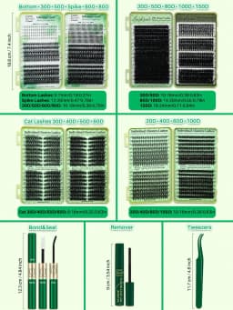 Lashsun 2522pcs Cluster Eyelashes Set, 14 Styles Including Cat Eye, Sheer, Cartoon, Thick, Bottom, Spiky Lashes, With Eyelash Glue, Makeup Remover, Eyelash Curler, Suitable For Beginners And Professionals, Easy DIY At Home, Daily Makeup Application