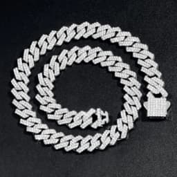 20-Inch Double-Drain Cuban Chain Unisex Ice-Frozen Edition Sparkling Diamond-Shaped Hip-Hop Style Cuban Necklace Jewelry