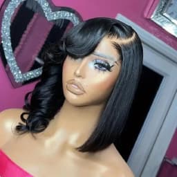 HD Lace Straight Human Hair Wigs 250% Bone Straight Short Glueless Wigs 13x6 HD Lace Front Wig With Baby Hair Pre Plucked Pre Bleached Silky Straight Unprocessed Black HD Lace Wigs For Women Halloween Wigs For Girl
