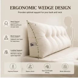 Dorm Headboard Pillow Twin XL Dorm Bed Wedge Cushion, No Nail College Dorm Room Essentials Back Support for Reading, Plush Bolster for Daybed Bun (Beige, 39.37x15.75in)