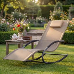 Outdoor Lounge Chair, Patio Chaise Rocking Chair, Recliner All-Weather Yard Pool