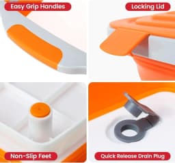 3 IN1 M Collapsible BBQ Prep Tub with Lid Camping Meal Prep Cutting Board Bacon Maker Cooker Tray Efficient Food Prep Kitchen Tools