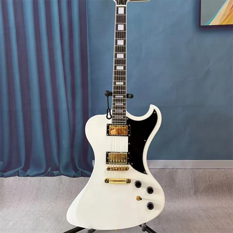 Local Warehouse, Unbranded Electric Guitar, White with Black Pickguard, Rock‑style, Suitable for Beginners and Intermediate Players, Holiday Gift, Free Shipping