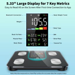 Arboleaf Smart Body Fat Scale, 4-Electrode BIA Digital Bathroom Weight Scale, 14 Body Metrics, 7-in-1 Display, APP Sync, 11×11 Inch