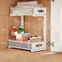 2‑Tier Pull‑Out Under Sink Organizer Expandable Double Tier Adjustable Steel Storage Rack Basket No Drilling For Kitchen Bathroom Cabinet Space Saving Rack