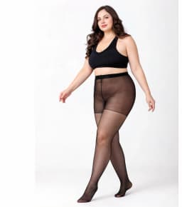 LANJING 15D Plus Size Black Sheer Pantyhose High Waist Anti Snag Office Thin Stockings