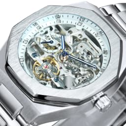 Forsining Business Mechanical Watch for Men Fashion Tourbillon Skeleton Mens Watches Top Brand Luxury Stainless Steel Strap Wristwatches