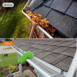 1Set Gutter Cleaning Tools Long with 6 Stainless Steel Tubes and 2 Brushes Gutter Ability for Roof Leaves and Debris-Green