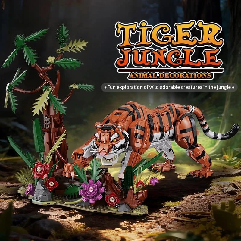 1650Pcs King Tiger Building Blocks Set, Jungle King Creative Desktop Decor, Christmas Birthday Gift for Adults