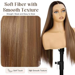 28inch 13*4*1 Synthetic Lace Front Wig Straight Hair Wigs for Women, Black Straight Hair Wigs / Ombre Brown Straight Hair Wigs for Women Daily Use, Natural Hair Line,Sliky Straight Hair, Can Be Used Flat Iron
