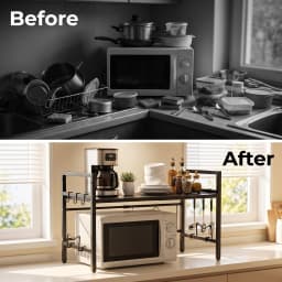 Kitchen Storage Rack Microwave Shelf Condiment Organizer Shelf Tableware Storage Expandable 42-64cm Moisture And Rust