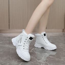 Warm Plush Lined White High Tops for Women Casual Platform Winter Sneakers Sports Shoes Athletic