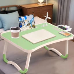 Oversized Foldable Laptop Desk Adjustable Wooden Bed Tray Table Portable Notebook Computer Stand with Cup Holder Drawer USB Fan Light Tiltable Lap Desk Space Saving Study Reading Table for Sofa Bed Students