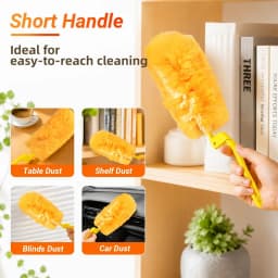 Heavy Duty Duster Refills, Disposable Dusters Kit for Cleaning Dusting Furniture Blind Ceiling Fan, Multi Surface 360 Feather Duster(60)+3FT Extended Handle +1 Handle