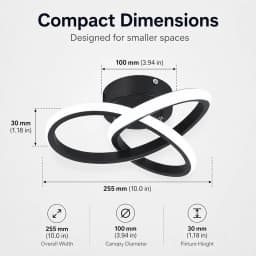 Modern 10-inch Curved LED Semi Flush Mount Ceiling Light,6000K Cool White