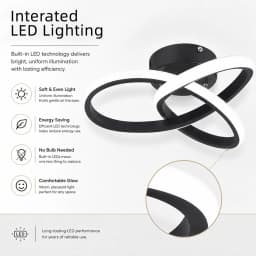 Modern 10-inch Curved LED Semi Flush Mount Ceiling Light,6000K Cool White
