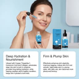 GHK-Cu Copper Peptide Face Serum with Hyaluronic Acid Anti-Aging Moisturizer Fine Lines Firming Skin Elasticity Hydrating Facial Serum