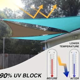 16' X 16' X 16' Sun Shade Sail Triangle Canopy, Permeable Shade Cloth Fabric Sunlight Block Patio Cover HDPE Deck Awning