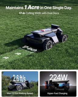 Segway Navimow X430 Robot Lawn Mower Wire Free, for up to 1 Acre, 4WD for 84% Slopes, Zero-Turn for Damage-Free Mowing, ORV-Tuned Lawnmower, MowMentum with 2 × 180W Motors,