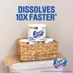 Toilet Paper 1-Ply, 4 Rolls, 1000 Sheets Per Roll, Septic-Safe Clog-Free Bath Tissue for Low-Flow Toilets