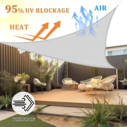 Sun Shade Sail, 12'x12'x12' Triangle Shade Cloth, Curved Edged Commercial Grade 185GSM Permeable Outdoor Shade Cloth for Deck