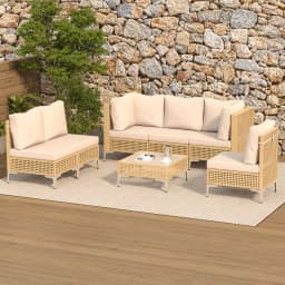 Boho Outdoor Patio Furniture Set with Non-Slip Cushions - 7 Piece