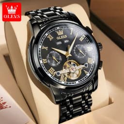 OLEVS 6607 Brand original authentic watches for man luxury Gift Box Steel belt multifunctional mechanical men's watch