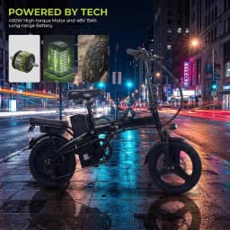 Electric Bike for Adults City Commuter, 500W Motor 48V 15Ah Removable Battery, Front & Rear Disc Brakes, All-Terrain Tires, Folding E-Bike with Dual Seat & Lights