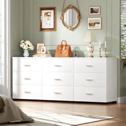 Aheaplus 3-Drawer Wooden Storage Cabinet 2-Pack, Stackable Closet Organizer with Deep Drawers, Nightstand & Bedside Table for Bedroom, Home Office, Entryway – White