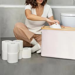Bamboo Toilet Paper Storage Basket Large Capacity Holder for 9 Rolls Bathroom Storage Cabinet with Cover Organizer Container