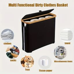 Bamboo Toilet Paper Storage Basket Large Capacity Holder for 9 Rolls Bathroom Storage Cabinet with Cover Organizer Container