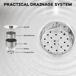 Stainless Steel Simple Wash Basin w/Hot & Cold Faucet Supply Lines Drain Kit Storage Shelf Vegetable Washing Household Single Slot Bracket Dishwasher Kitchen Sink Shelf