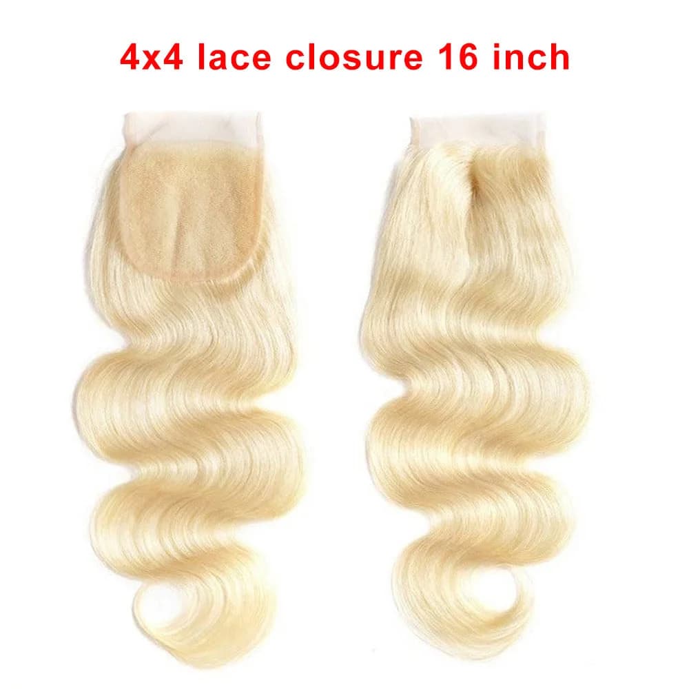 4x4 Hd Lace Closure 613 Blonde Body Wave Brazilian Virgin Human Hair 16Inch Invisible Transparent Lace Pre plucked with baby Hair Natural Hairline Free Part.