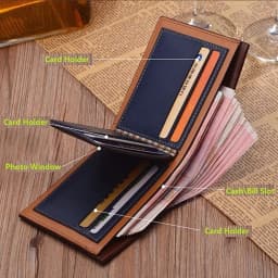 Men's Bifold Leather Credit ID Card Holder Wallet Billfold Purse Clutch Billfold,Genuine leather men's wallet, genuine leather men's short wallet, black wallet, foldable genuine leather credit card/ID card clip, luxury business foldable wallet
