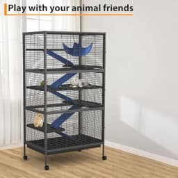 Garvee 59" H Rolling Metal Ferret Cage Large 4-Tier Critter Nation Cage Small Animal Cage for Rats Hamster Guinea Chinchilla Rabbit Cat