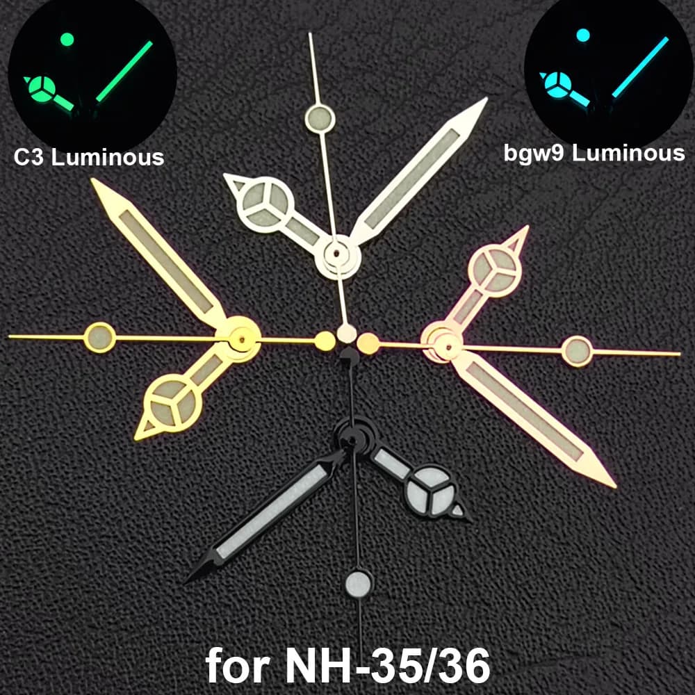 Silver/Gold/Rose Gold Watch Hands Green Cyan Luminous Fit NH35 NH36 Watches Movement Accessory Part