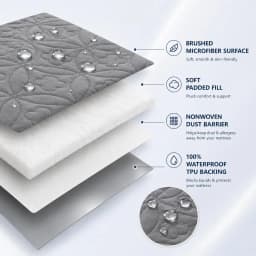 100% Waterproof Quilted Mattress Protector Soft Noiseless Breathable Bed Cover Deep Pocket Fitted Mattress Pad Machine Washable Bedding Sheet Twin Full Queen King Size Solid White Gray