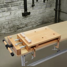 Beech Wood Vise Workbench – 20.8"X11"X2.7" – 4 Metal Limit Blocks – G-Clamps – for Chiseling Planing Sawing – Woodworking