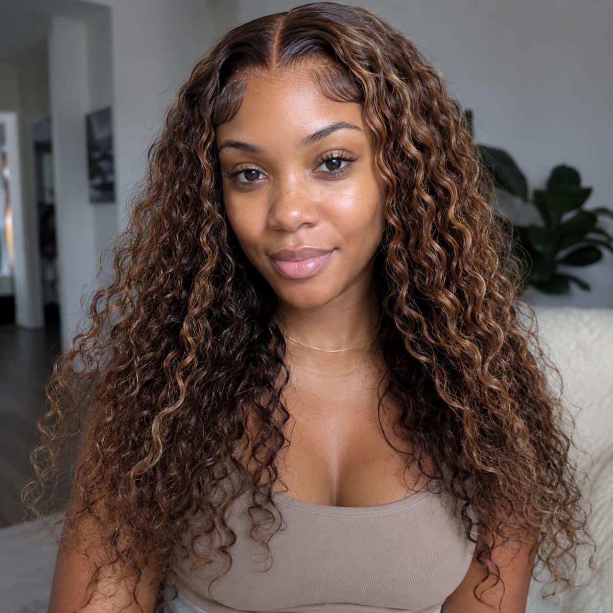 TIMOPOL 13x4 Lace Front Wig 16 Inch Jerry Curly P4/27 Highlight Human Hair, Glueless Pre Plucked Hairline with Baby Hair Curly Lace Frontal Wig for Black Women Daily Party