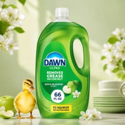 Dish Soap Liquid Apple Blossom 22 Fl oz Easy Squeeze Upside down Bottle Cuts Grease and Cleans Dishes