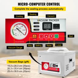 SucceBuy Food Vacuum Packing Machine Commercial Chamber Vacuum Sealer DZ-260A Kitchen Meat Packaging Food Saver Sealing Machine