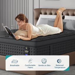 12/14-Inch Black Queen Mattress, Built-In Memory Foam And Individually Pocketed Springs, Available In Twin, Full, Queen And King Mattress Sizes, With Side Handles For Easy Movement, Fiberglass-Free, Odorless, Highly Breathable