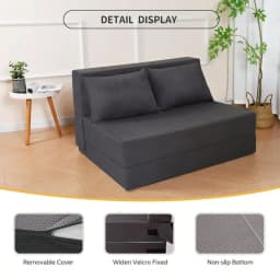Sofa Bed With 2 Pillows, Loveseat Futon Sleeper Chair With Washable Cover, Convertible Futon Sofa Bed, Fold Out Couch For Livin