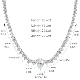 4CT Pear‑Cut D Color VVS1 Moissanite Tennis Pendant Necklace, GRA‑Certified S925 Sterling Silver Stackable Fine Jewelry, Bridal Wedding Gift for Women Daily Party Wear